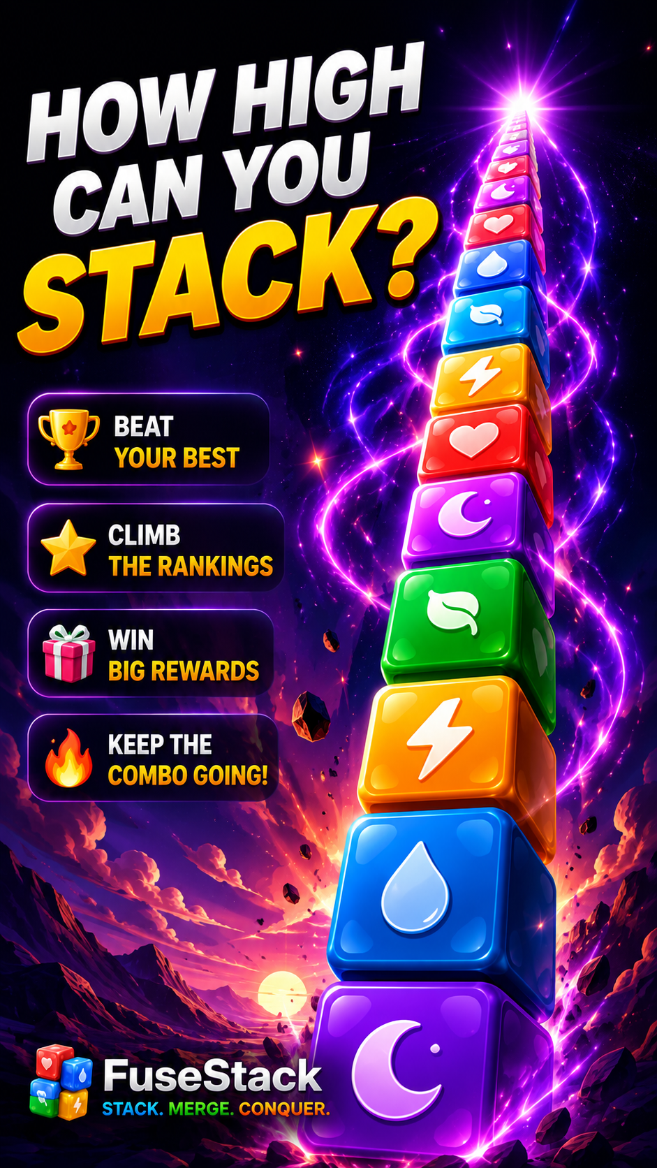 FuseStack — How High Can You Stack: Climb rankings and win rewards