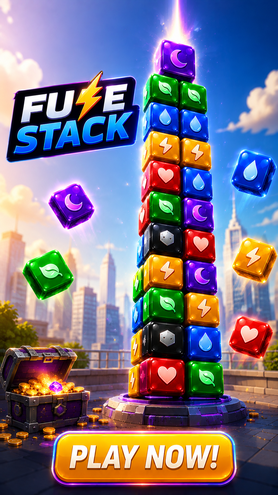 FuseStack — Giant block tower overlooking the city