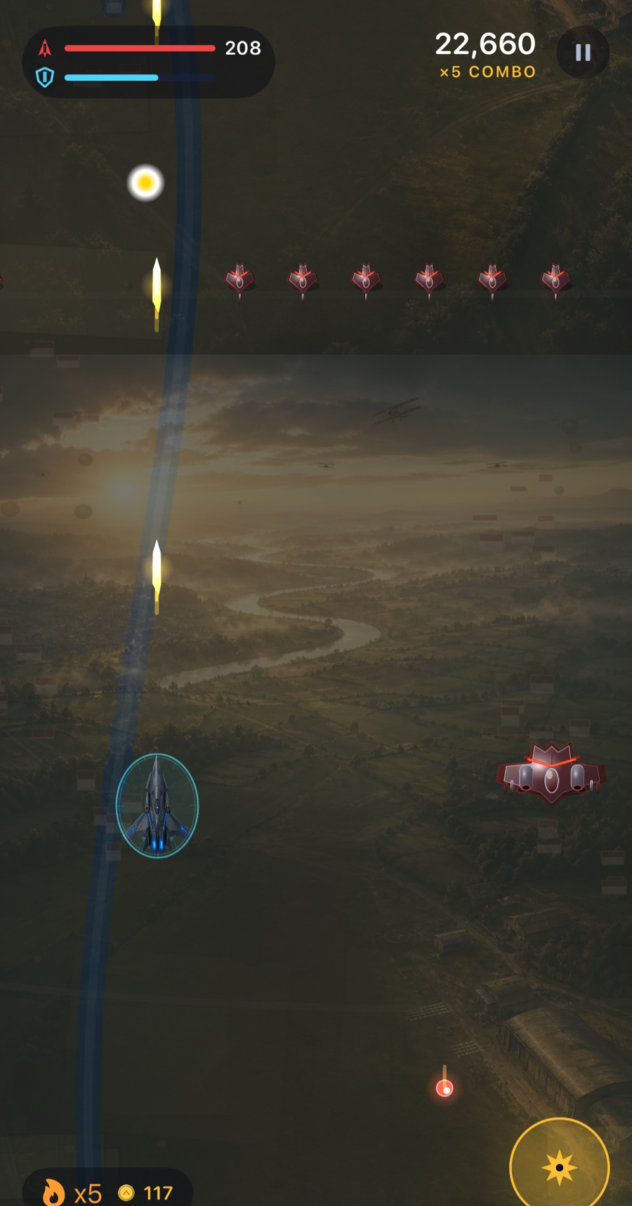 SkyRampage facing an enemy formation